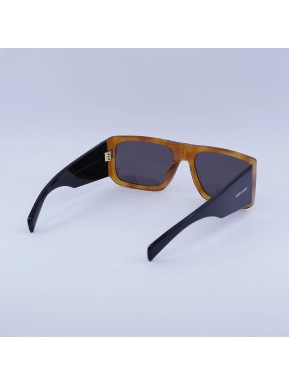 Saint Laurent SL635ACETATE 005 Sunglasses Brown Geometric Frame, Grey Lenses